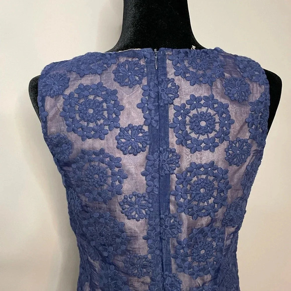Blu Pepper Navy Blue Dress with Embroidered Mesh Fabric and Nude Underlay - Picture 9 of 12